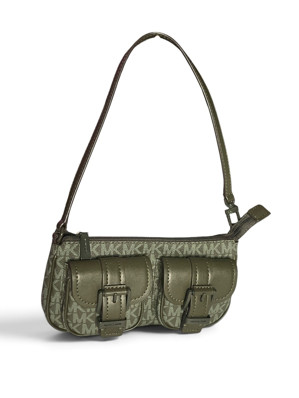 Michael Kors Olive MK Signature Shoulder Bag Mini W 8 X H 5 new